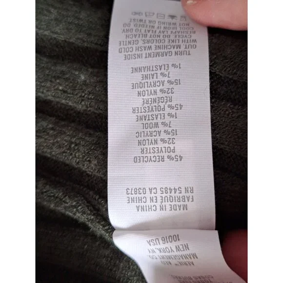 Aerie Ribbed Pleated Mini Skirt S Green Knit Stretch Wool Blend Preppy Academia - Picture 7 of 7